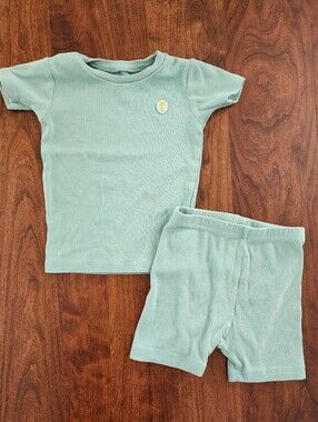 Mint Green Ribbed Bamboo Toddler Tee & Shorts Set 2T